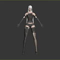 3D Futuristic Female Character With White Hair And Mechanical Armor