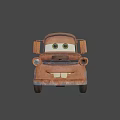 Animated Rustic Brown Truck Character With Big Eyes And Friendly Smile