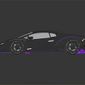 Black Sports Car With Purple Accents Sleek Aerodynamic Body And Rear Spoiler