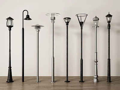 Various Stylish Outdoor Lights with Decorative Designs for Garden and Yard 3d model