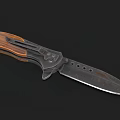 Tactical Knife With Wooden Grip And Distressed Metal Blade With Holes