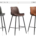 Stylish Modern Bar Stools With Leather Fabric Seats And Metal Legs For Kitchen Bar