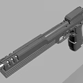 Gray Metal Pistol Design With Sleek Structure 3D Model And Ergonomic Grip