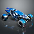 Futuristic Blue Concept Car With Transparent Cabin Aerodynamic Body And Large Wheels
