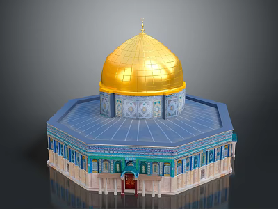 Iconic Domed Building Design With Golden Dome Blue Base Decorative Patterns And Ornate Arches 3d model