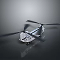 Detailed White Helicopter Model With Twin Black Rotors And Smooth Design