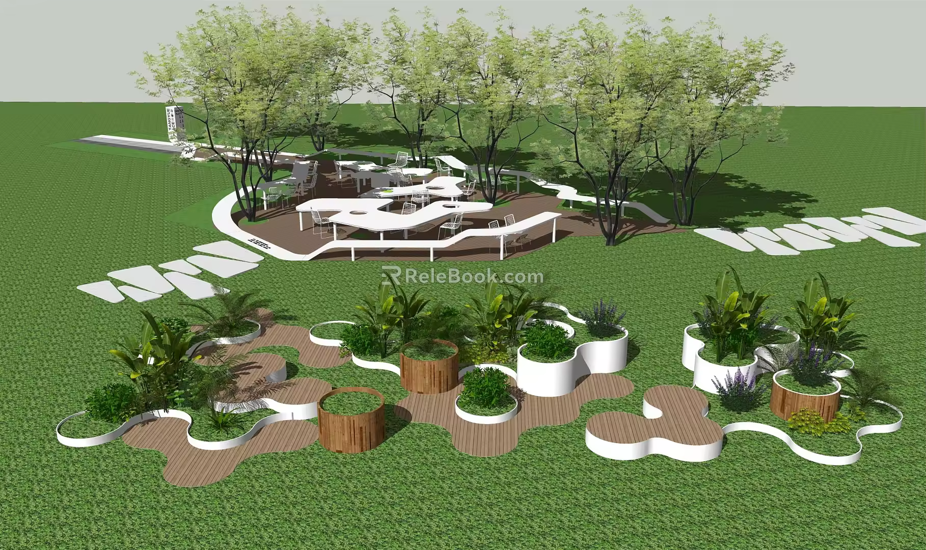 Modern Tree Pond 3d model