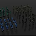 Colorful Soldier Models Forming Military Teams With Different Uniform Colors