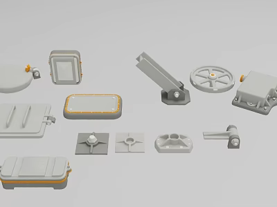 Industrial Equipment Components Including Metal Enclosures Control Knobs And Junction Boxes 3d model