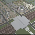 Modern Aerial Planning of Urban Layout with Mixed Buildings Transportation Hubs and Green Areas