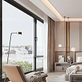Elegant Modern Bedroom Interior Design With Large Windows Walk-in Closet And Plush Rug