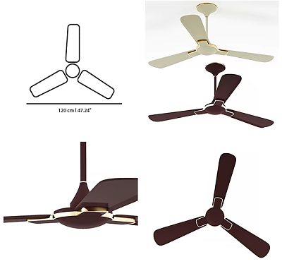 Stylish Air Conditioner Fan Designs With Various Blade Styles And Sizes 3d model