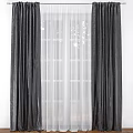 Black Curtains with White Sheer Curtains for Window Allowing Natural Light