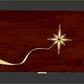 Elegant Red Wooden Box With Golden Star Pattern And Decorative Lock For Daily Use