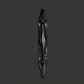 Sharp Metallic Sword With Blue Glowing Accents And Red White Striped Hilt