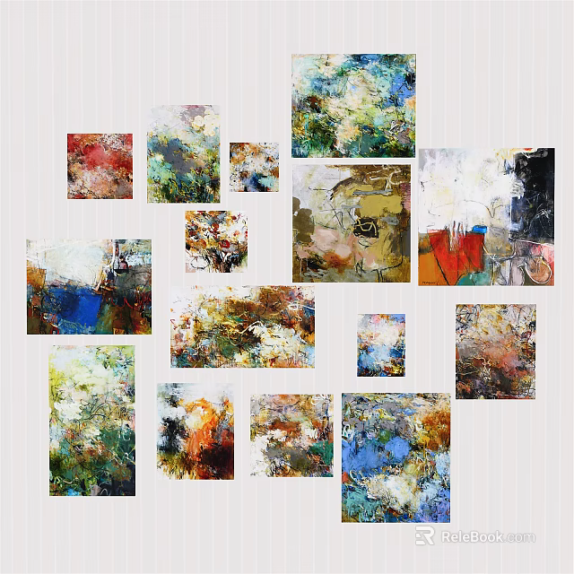 Colorful Abstract Wall Art Collection With Vibrant Hues And Diverse Abstract Patterns 3d model 