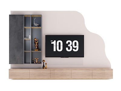 Simple TV background wall cabinet model