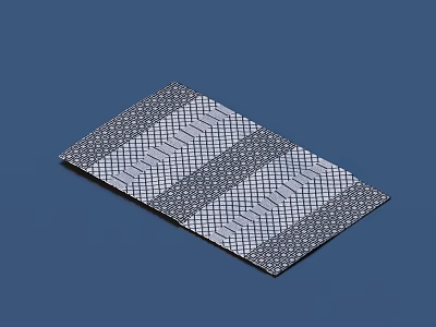 Black And White Rectangular Household Mat With Geometric Pattern Design 3d model