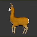 3D Character Llama with Orange and White Fur Wearing Glasses Standing on Dark Background