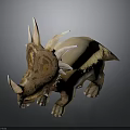 Detailed 3D Model of Triceratops Dinosaur With Horns and Standing Pose