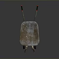 Shiny Metal Wheelbarrow With Two Wheels Green Frame Red Grips And Metal Bucket