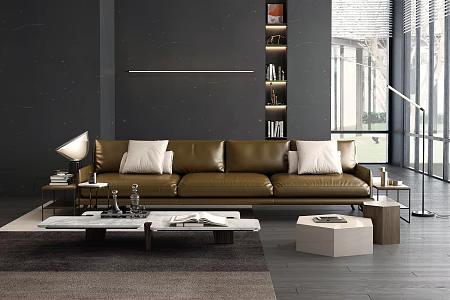 Modern Three-Seat Sofa Combination Sofa 3d model