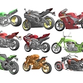 Modern Motorcycle Motorcycle Motorcycle Combination 3d model