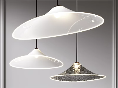 Modern Pendant Lights With Three Different Sleek White And Textured Design Shades 3d model