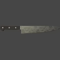 Sharp Metallic Weapon Knife With Black Riveted Handle Glossy Blade And Metallic Finish
