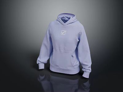 Light Purple Hooded Sweatshirt With Minimalist White Logo And Soft Fleece Fabric For Casual Wear 3d model