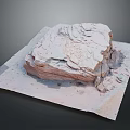 Natural Wood and Stone Formation with Rough Textured Surface on Square Base 3d model
