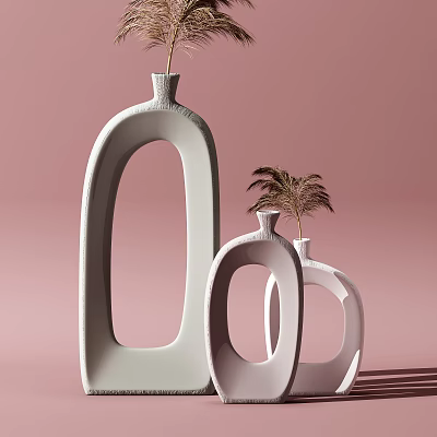 Modern Vase Creative Ceramic Vase Flower Ornaments Porcelain 3d model