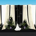 Decorative Ornament Combination With White Dress Model Flower Bouquets Green Plants Beige Curtains And Chandeliers