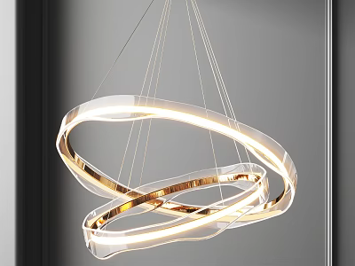 Modern Circular Ring Chandelier With Illuminated Metallic And Transparent Sleek Design 3d model
