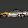 Yellow Worn Sports Car With Black Roof And SUPPERCE NITROMAX Decals