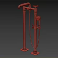 Vintage Style Freestanding Shower Faucet With Double Column And Handheld Sprayer