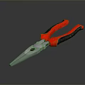 Needle Nose Pliers With Red And Black Handles And Silver Jaws For Household Use