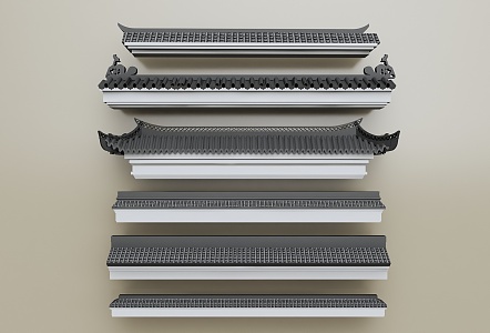 Chinese-style eaves Chinese-style eaves line Cornice ridge Chinese-style component Eaves tile ridge tile component 3d model