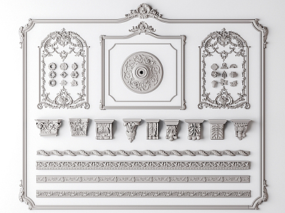 European-style carved plaster lines model