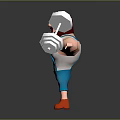 Cartoon Muscular Man Lifting Dumbbell In White Tank Top And Blue Pants