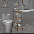 Modern Bathroom Cabinet Rack With Multiple Shelves For Toiletries And Towels Storage