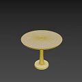 Modern Minimalist Dining Table With Light Colored Top And White Pedestal Base 3d model