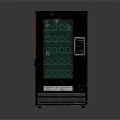 Black Commercial Vending Machine With Transparent Door And Green Interior Product Slots
