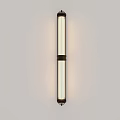 Modern Long Cylindrical Wall Lamp With White Glowing Tube And Dark Brown Frame