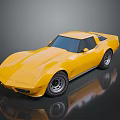 Yellow Classic Sports Car With Sleek Body Design Black Alloy Wheels And Shiny Reflective Exterior