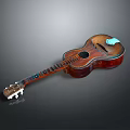 Vintage Acoustic Guitar With Wooden Body Decorative Inlay And Smooth Neck