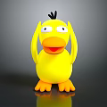 Cute Yellow Duck Toy With Big White Eyes And Hands On Head