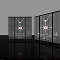 Modern Computer Monitor With Black Frame Transparent Screen Star Pattern And Pink Light Spot Reflection