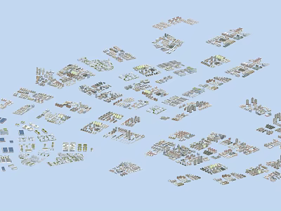 Urban Building Complex 3D Layout Design With Various Architectural Structures And Residential Commercial Buildings 3d model