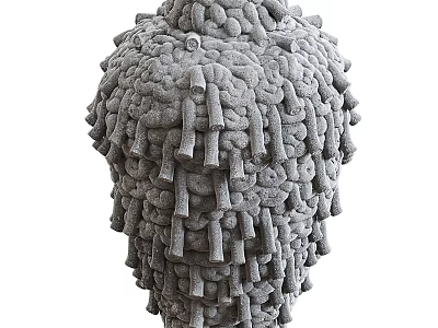 Unique Gray Textured Handcrafted Modern Artistic Vase Shaped Decorative Ornament Set 3d model